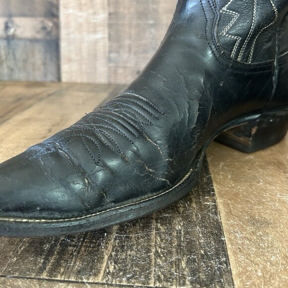 Nocona Vintage Black Western Cowboy Boots Mens 13 A - Picture 7 of 12